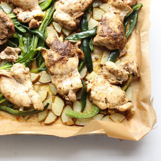 Roasted chicken and poblanos