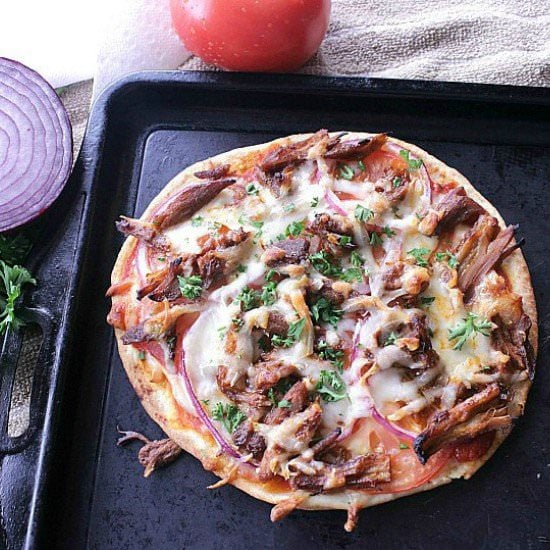 Leftover Rib Naan Bread Pizza