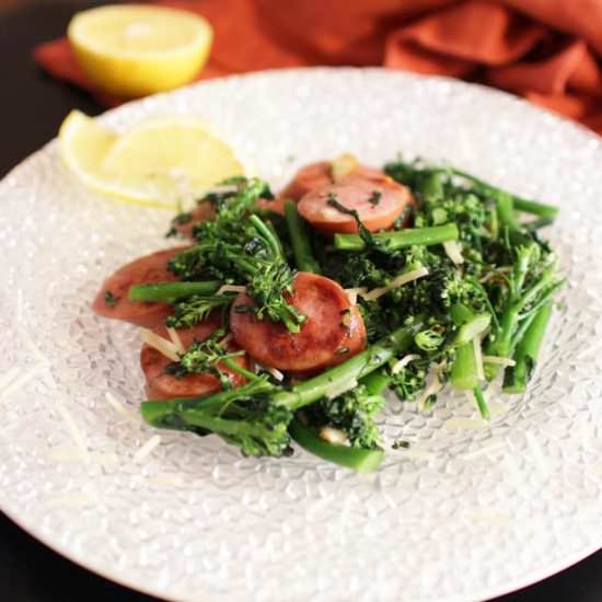 Broccolini With Sausage For One