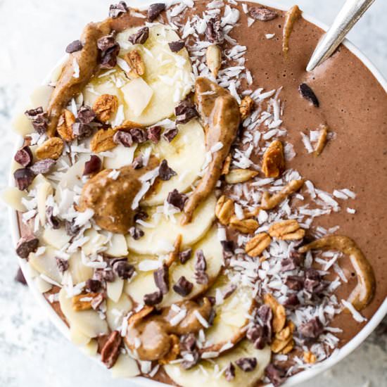 Chocolate Banana Oat Smoothie Bowl