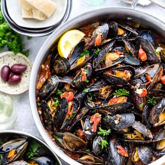 Steamed Mediterranean PEI Mussels