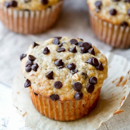 One Bowl Banana Oat Muffins