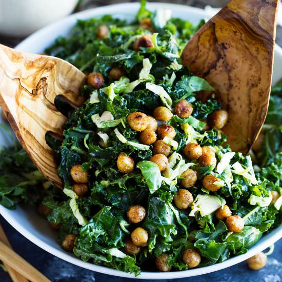 Kale Caesar Salad with Chickpeas