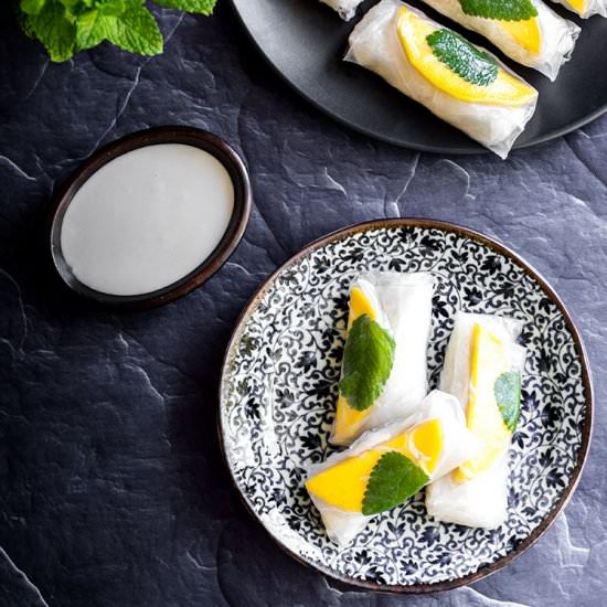 Thai mango sticky rice summer rolls