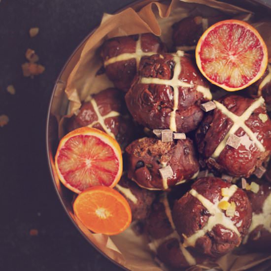 Chocolate Orange Hot Cross Buns