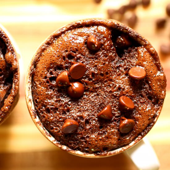 Double chocolate oat mug cake