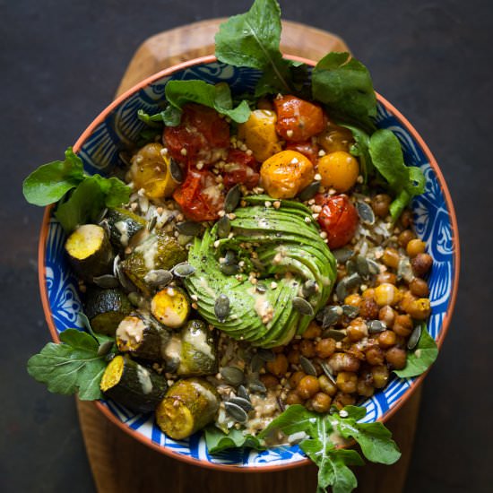 Roasted tomato and chickpea bowl