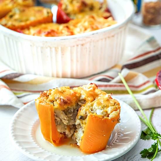 Cheesy Chicken Enchilada Peppers