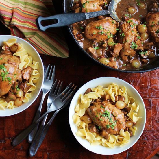 Chicken stew with mushroom & onions