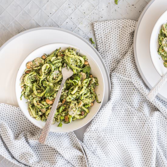 PESTO ZOODLES WITH MUSHROOMS