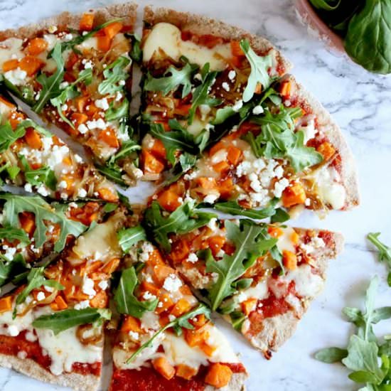 Veggie Loaded Spelt Flatbread Pizza