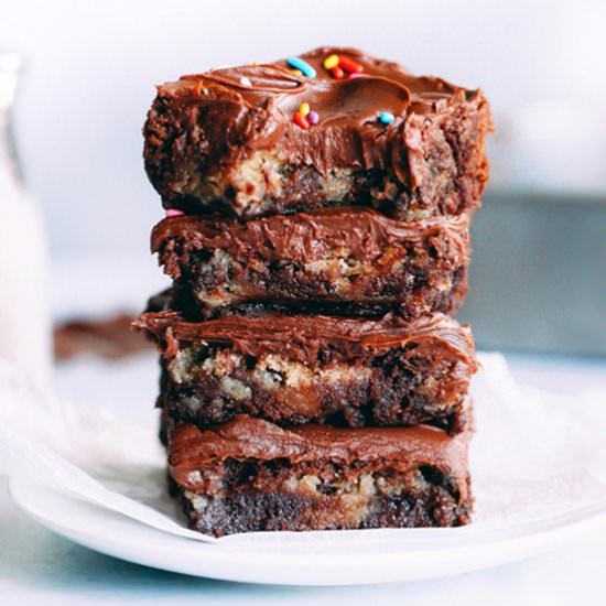 Vegan Magic Cookie Brownie Bars