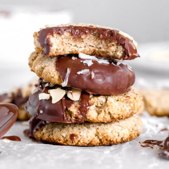Almond Cookies Dipped in Chocolate