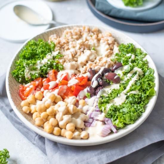 Farro Salad Bowls with Tahini Sauce