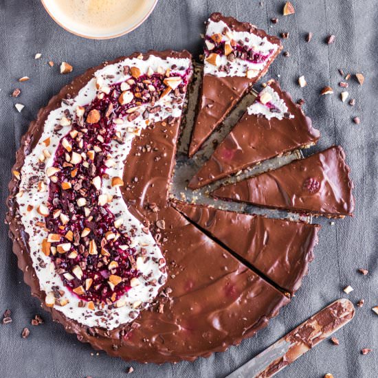 Vegan Chocolate Raspberry Tart