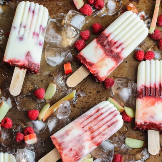 Yogurt Popsicles with Rhubarb Swirl