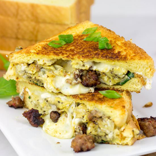 3-Cheese Breakfast Grilled Cheese