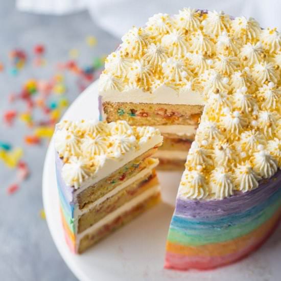 Rainbow Fruity Pebble Cake