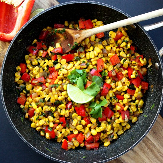 SAUTÉED SWEET CORN WITH RED PEPPERS
