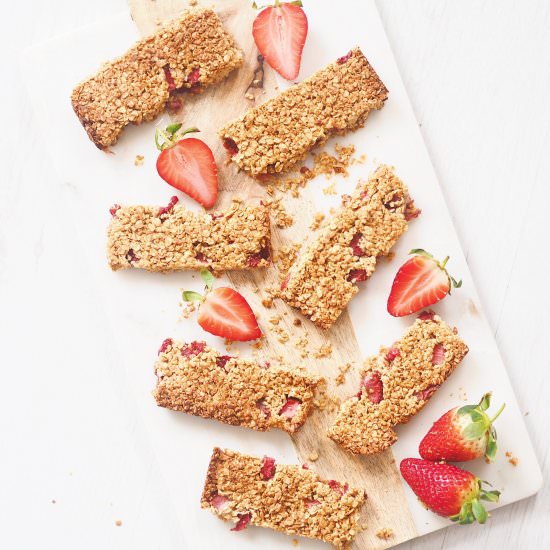 Strawberry Oat Healthy Flapjacks
