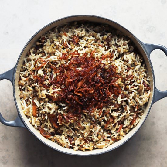 caramelized onion lentils and rice