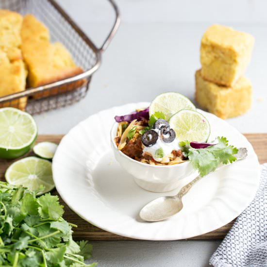 Chili with Cornbread & Honey Butter