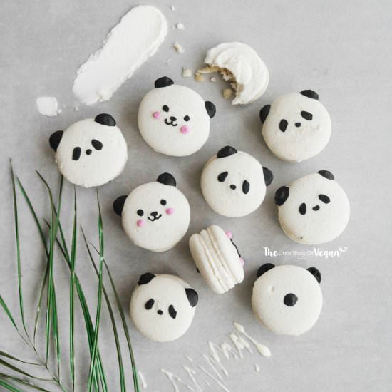 White chocolate panda macarons
