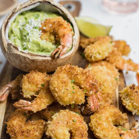 COCONUT SHRIMP WITH AVOCADO TARTAR