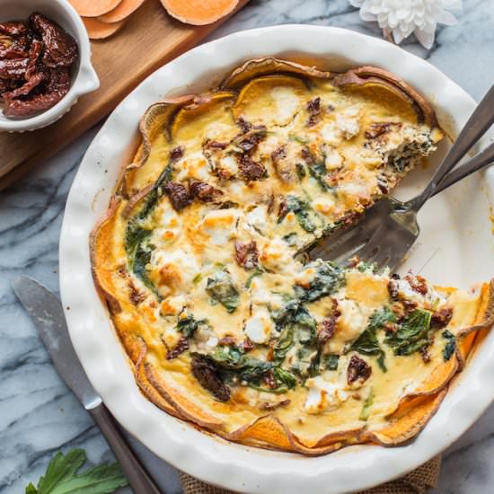 Sun Dried Tomato Sweet Potato Quiche