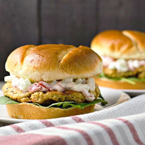 Salmon Burgers with Ranch Sauce
