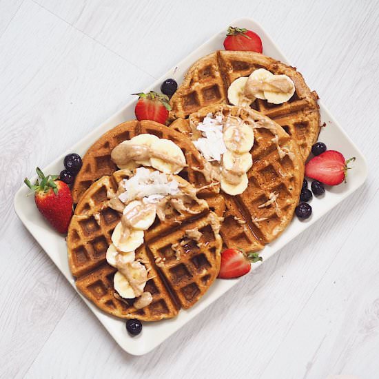 Healthy Peanut Butter Waffles