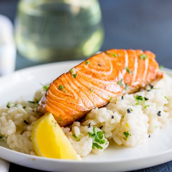 Seared Salmon with Lemon Risotto