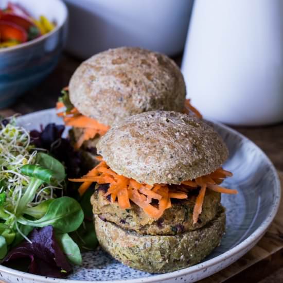 Falafel Burgers & Spinach Oat Rolls