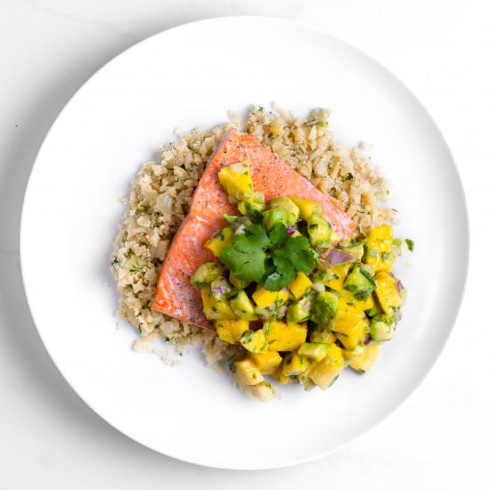 Salmon with Mango Avocado Salsa