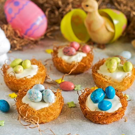 No-Bake Cheesecake in Kataifi Nests