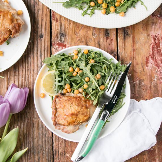 Chicken with Arugula and Chickpeas