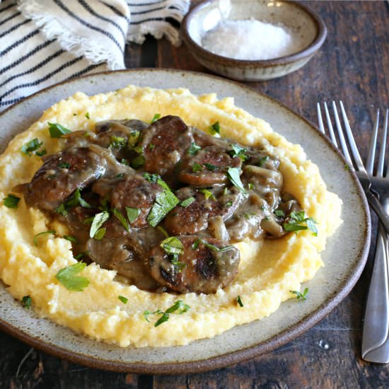 Chicken Sausage with Creamy Polenta
