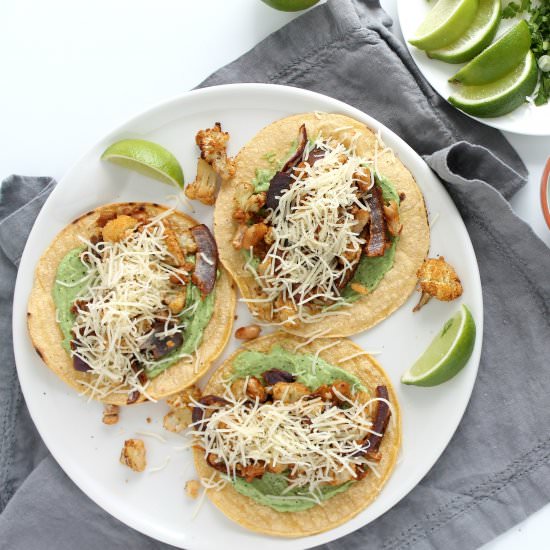 Roasted Cauliflower & Bean Tacos