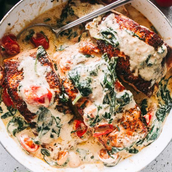 Creamy Pan Seared Salmon