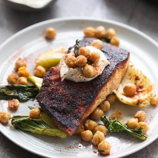 Blackened Salmon with Tahini Sauce