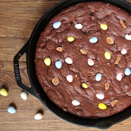 Cadbury Egg Brownie Skillet