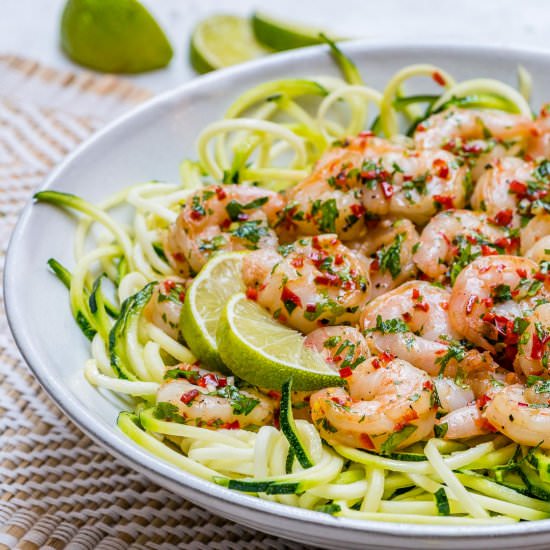 Chili Garlic Shrimp Zoodles