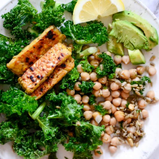 Kale Salad with Grilled Tempeh