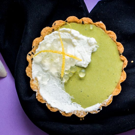 Matcha Cream Tarts w Lychee Caviar