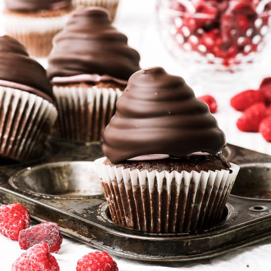 Raspberry Hi-Hat Cupcakes