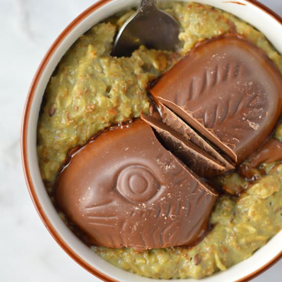Easter Chocolate Matcha Oatmeal
