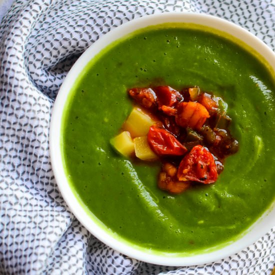 Broccoli Soup with Shrimp Confit