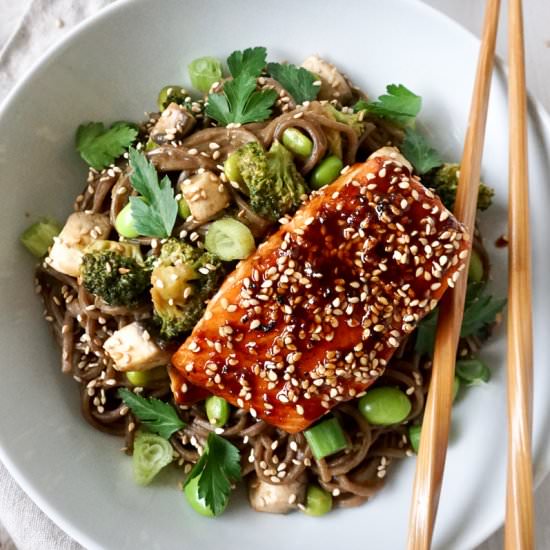 Easy Glazed Salmon w/ Soba Noodles