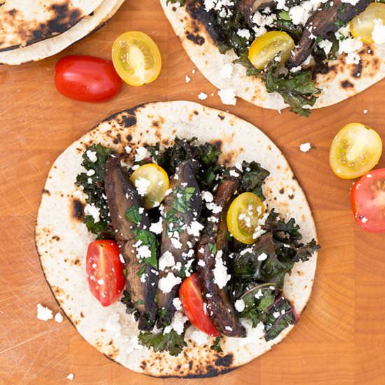 Portabello Tacos with Spicy Kale