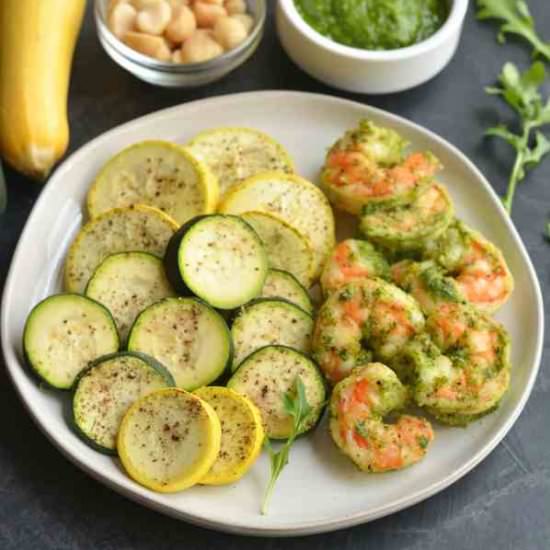 Sheet Pan Arugula Pesto Shrimp